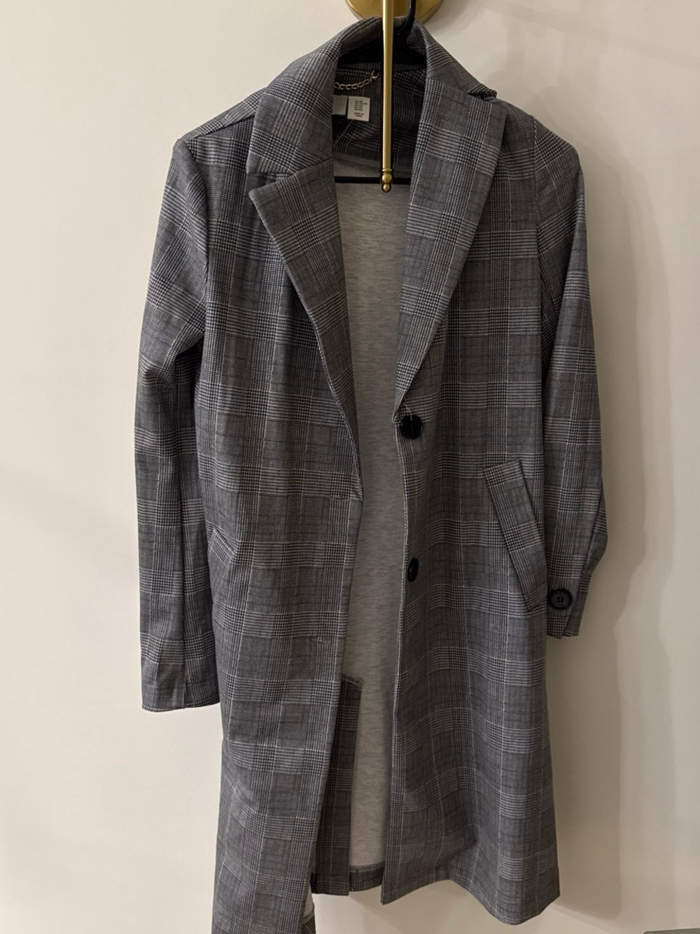 Gray Plaid womens Long blazer